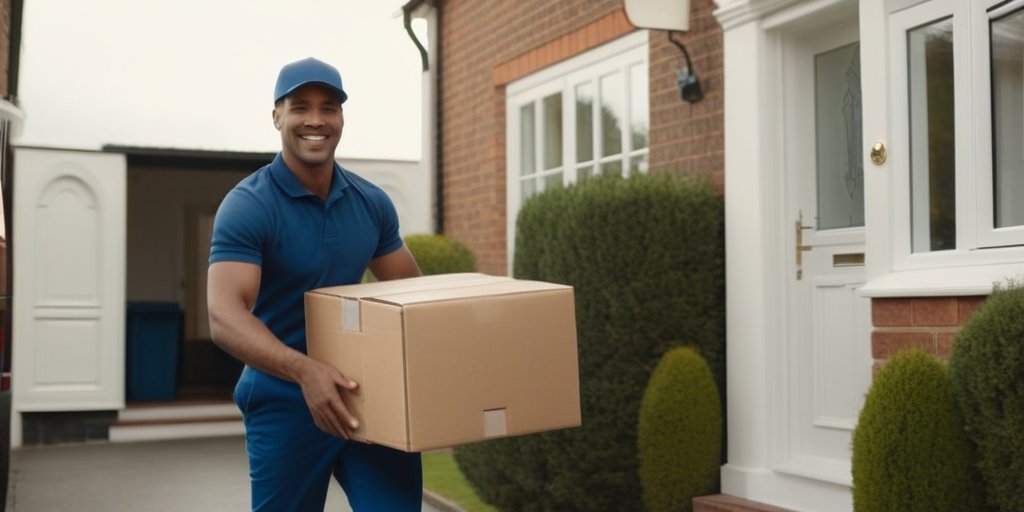 Delivery driver loading packages