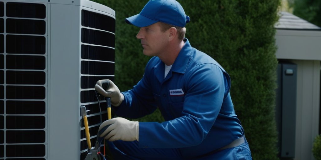 HVAC technician servicing unit